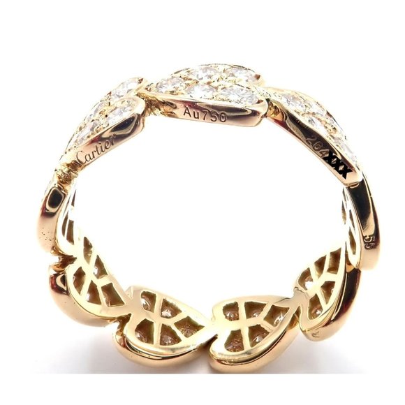 Authentic! Cartier 18k Yellow Gold Diamond Heart Eternity Band Ring Size 7.25 - Picture 8 of 10